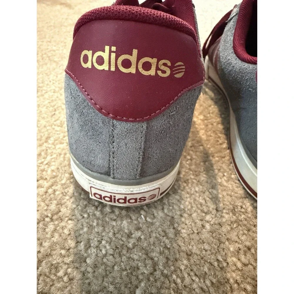 Mens Adidas Neo Fit Gray W/ Maroon Stripes Size 10 1/2